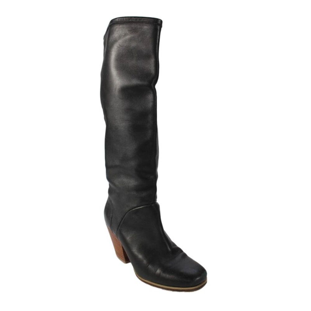 Rachel Comey Women's Block Heel Leather Knee High Boots Black Size 6
